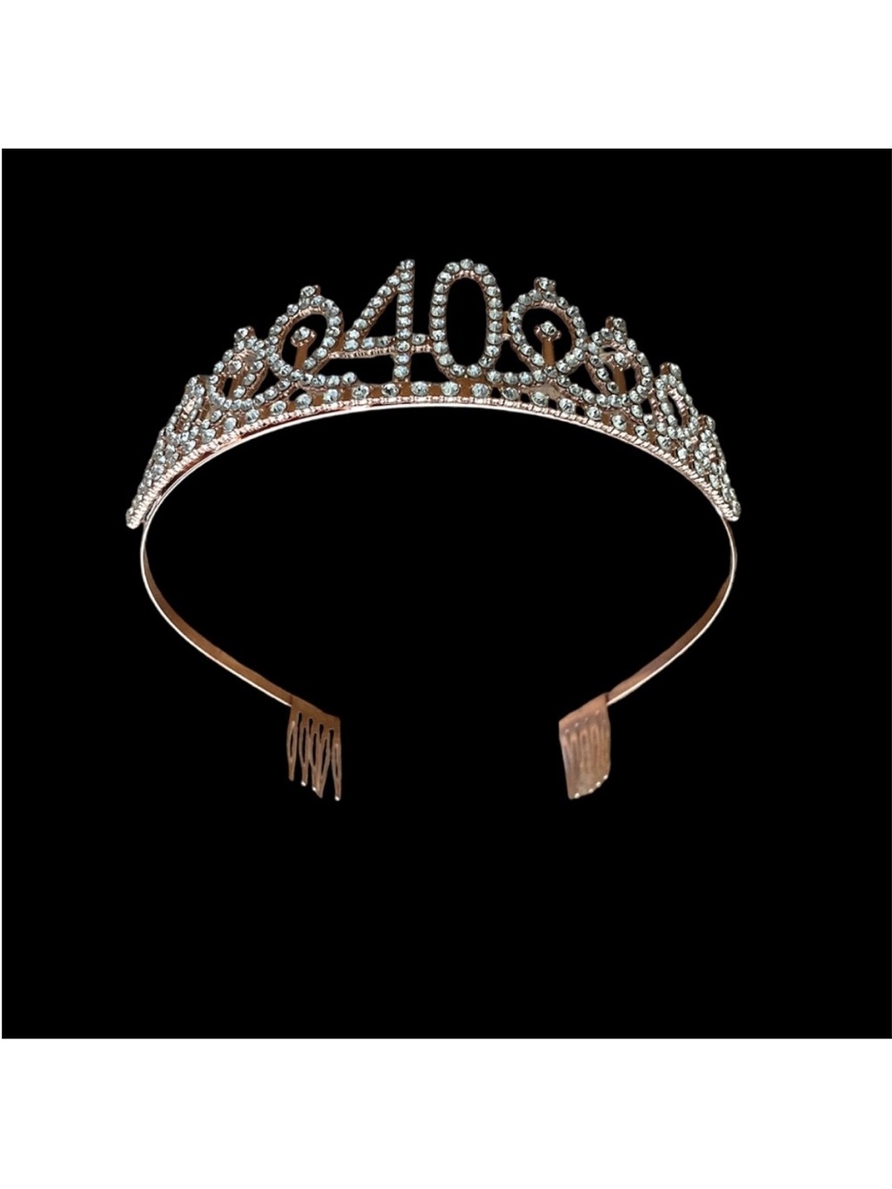40 Rhinestone Tiara Headband - Rose Gold Accent